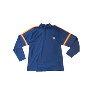 NWT Marine Layer Archive Quarter Zip XXL Navy Retro Stripe Tencel Cotton Smart